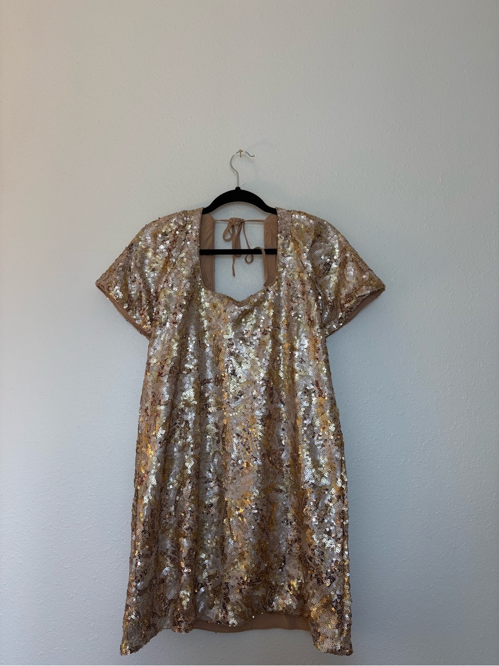 Noralee- Women’s Gold Sequin Mini Dress with Scoop Neck